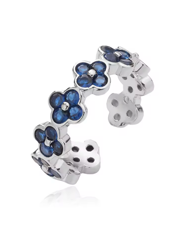 Anillo Estefania Plateado Azul