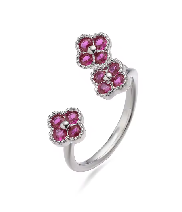 Anillo Estefania Plateado Rubi Edicion Limitada