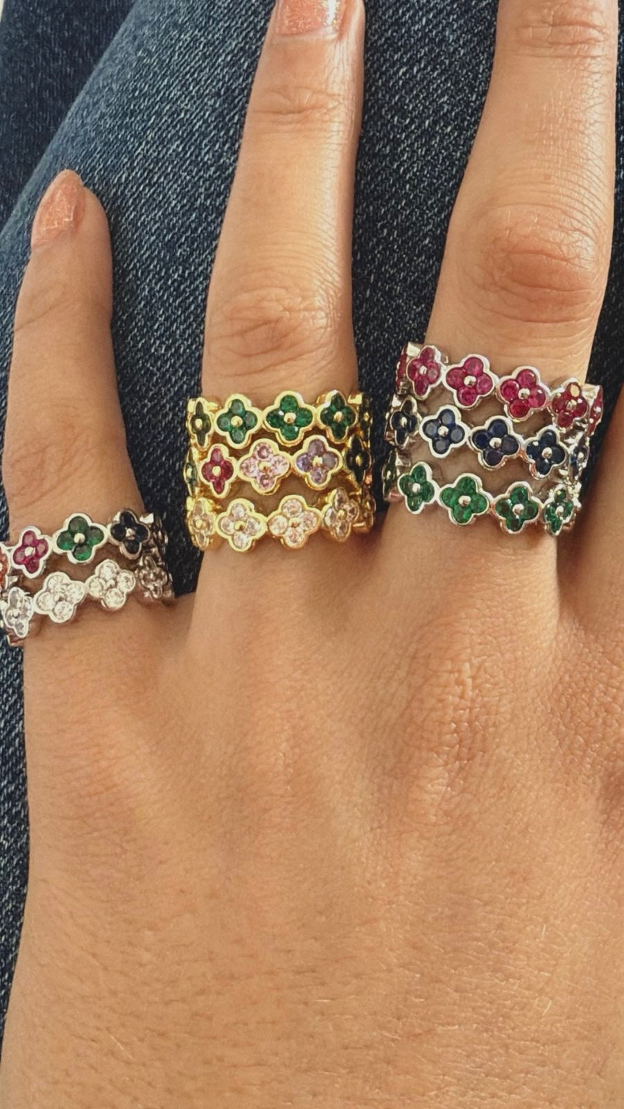 Anillo Estefania Dorado Multicolor