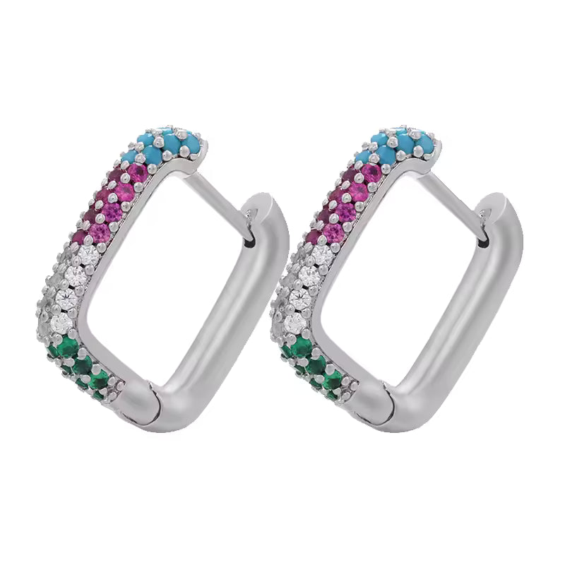 Lenna Hoops Plateado Multicolor