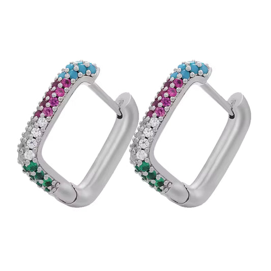 Lenna Hoops Plateado Multicolor