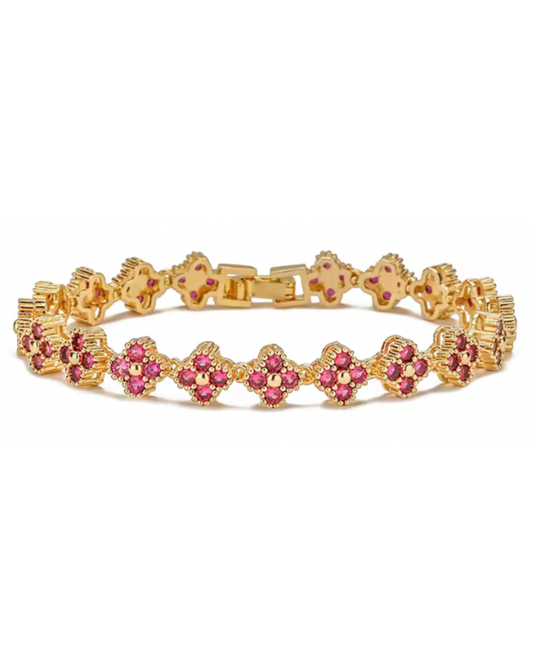 Pulsera Estefania Dorada con Rubi