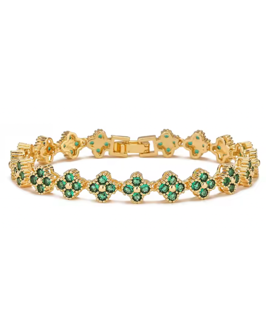 Pulsera Estefania Dorada con Esmeralda