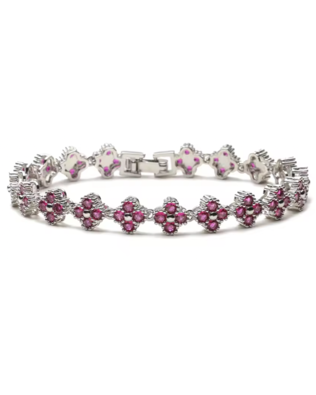 Pulsera Estefania Plateada con Rubí