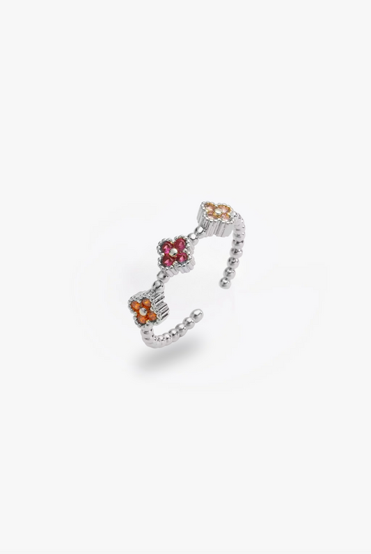 Anillo Estefania Plateado Multicolor Mini