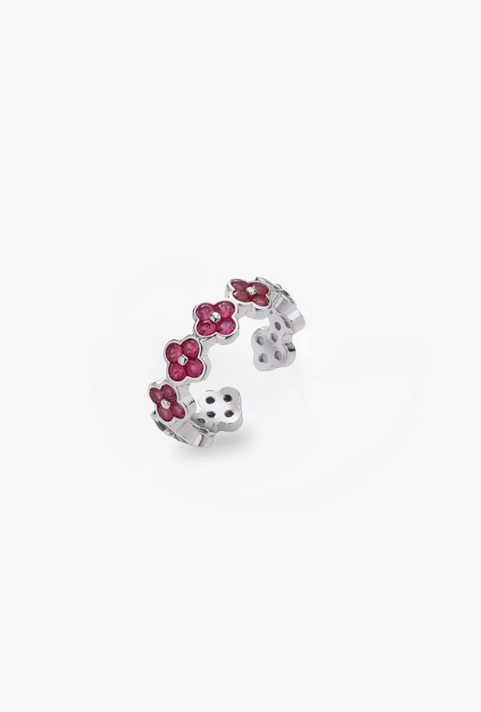 Anillo Estefania Plateado Rubí