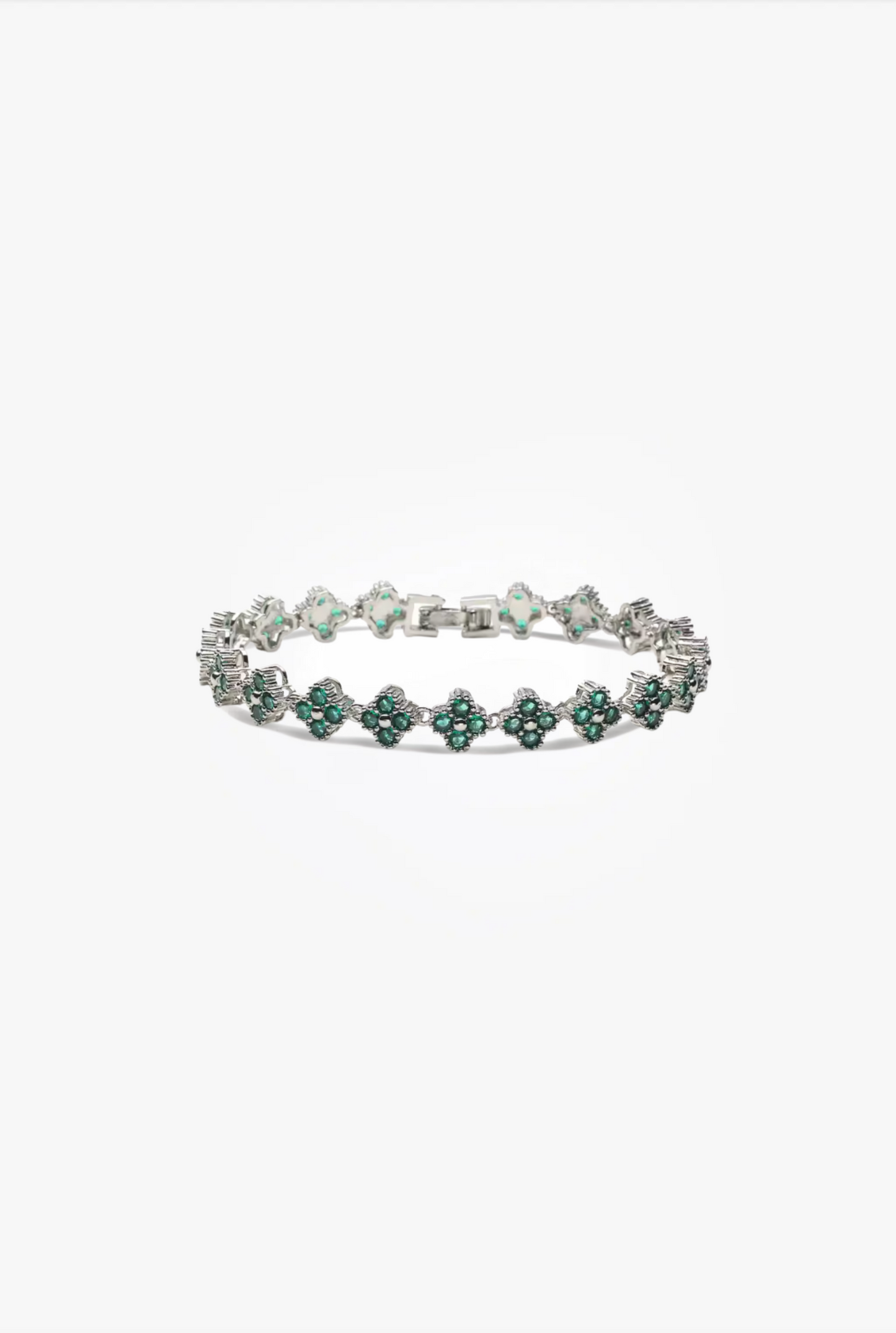 Pulsera Estefania Plateada con Esmeralda