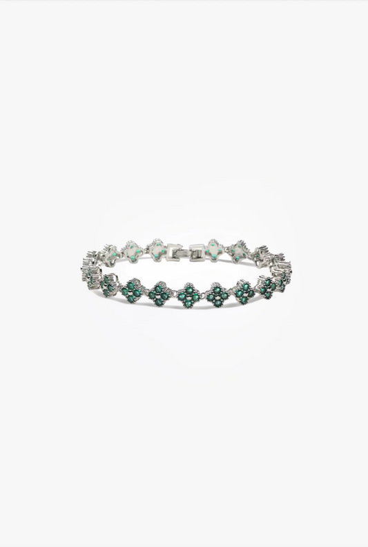 Pulsera Estefania Plateada con Esmeralda