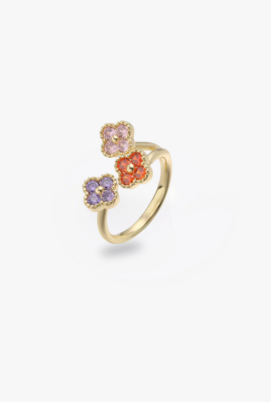 Anillo Trio Estefania Dorado Multicolor