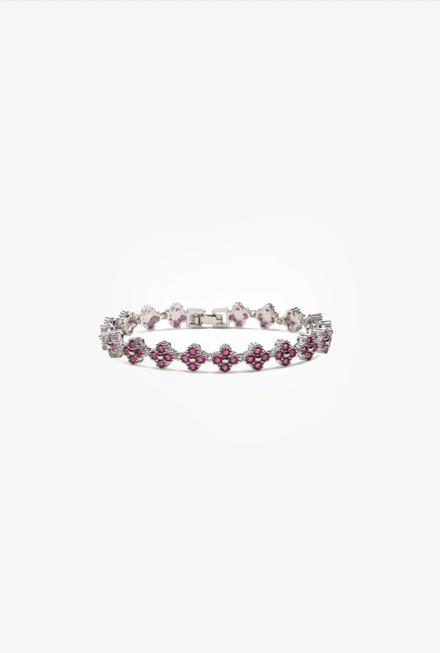 Pulsera Estefania Plateada con Rubí