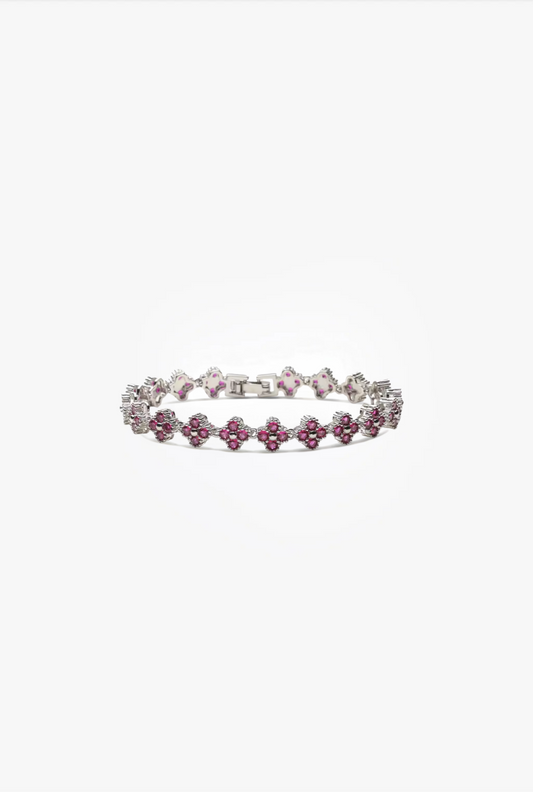 Pulsera Estefania Plateada con Rubí