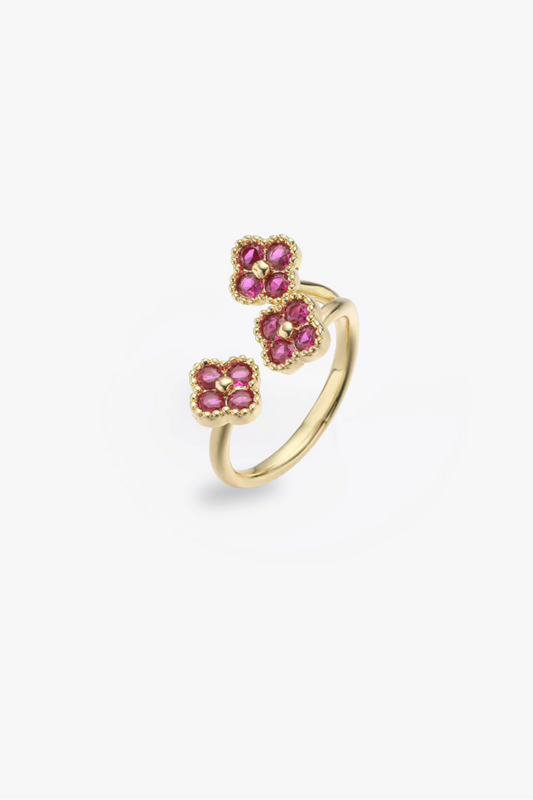 Anillo Trio Estefania Dorado Rubi
