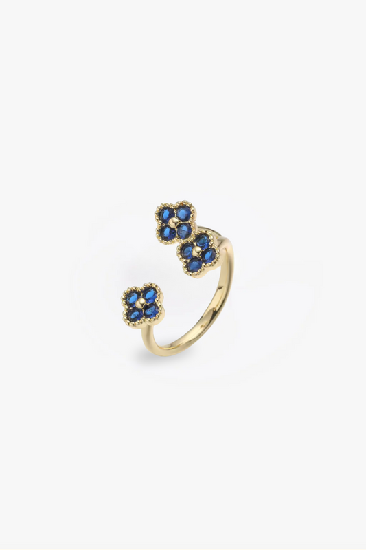 Anillo Trio Estefania Dorado y Azul