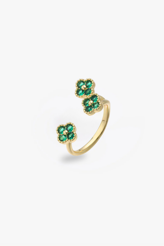 Anillo Trio Estefania Dorado y Verde