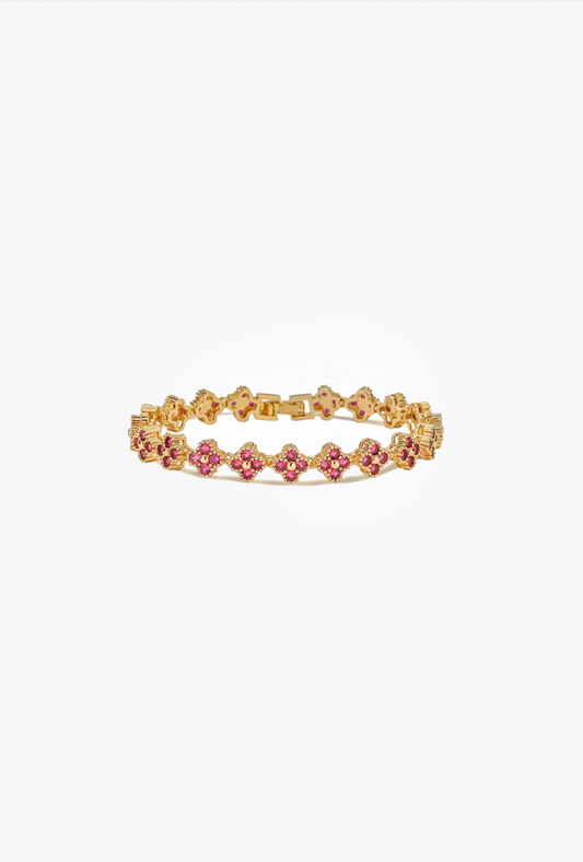 Pulsera Estefania Dorada con Rubi