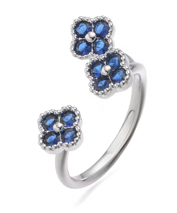 Anillo Estefania Plateado Zafiro Edición Limitada