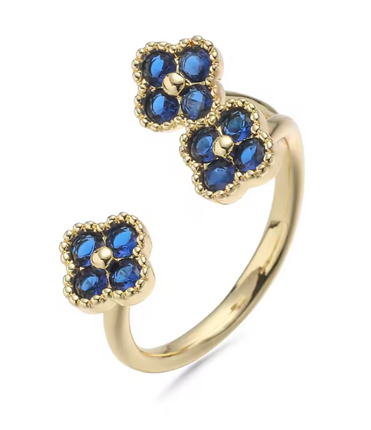 Anillo Estefania Dorado y Azul Edicion Limitada