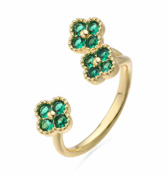 Anillo Estefania Dorado y Verde Edicion Limitada