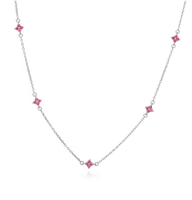 Cadena Estefania Mini Plateada Rubi