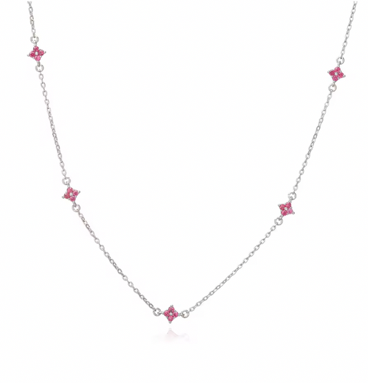 Cadena Estefania Mini Plateada Rubi