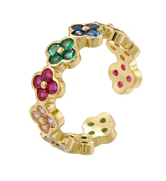 Anillo Estefania Dorado Multicolor