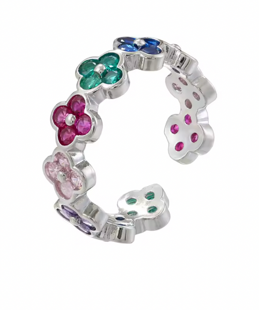 Anillo Estefania Plateado Multicolor