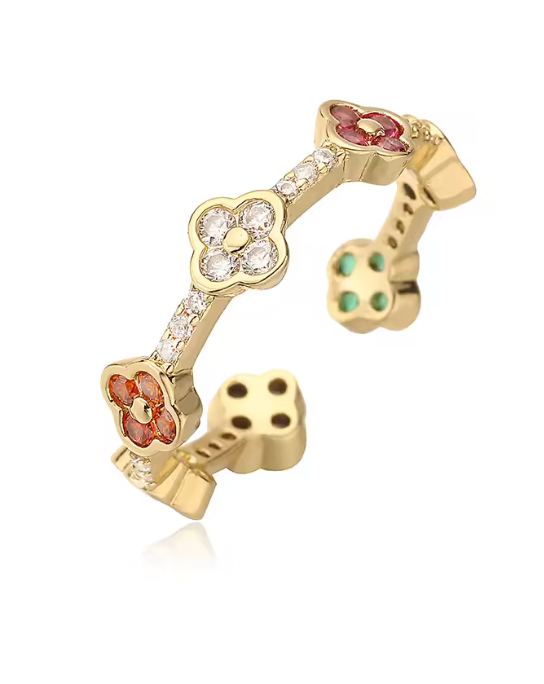 Anillo Estefania Mini Multicolor Dorado