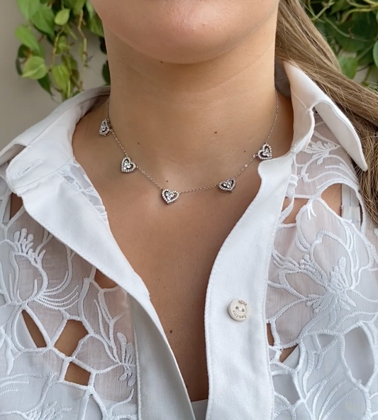 Cadena Corazones Plata