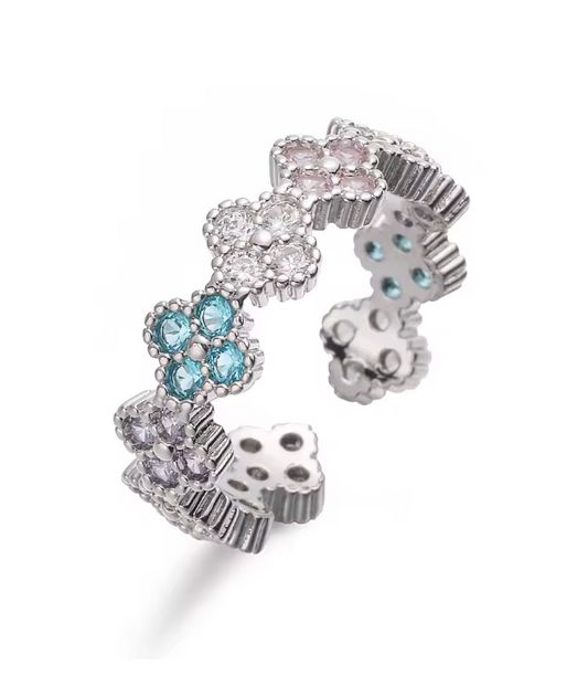 Anillo Estefania Plateado Pastel