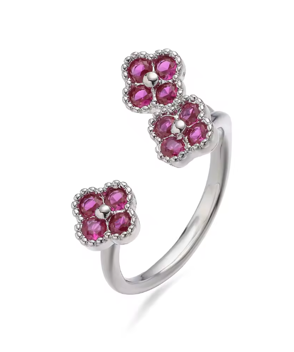 Anillo Estefania Plateado Rubi Edicion Limitada