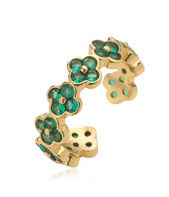 Anillo Estefania Dorado Esmeralda