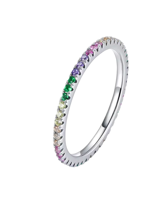 Anillo Infinito Multicolor Plateado