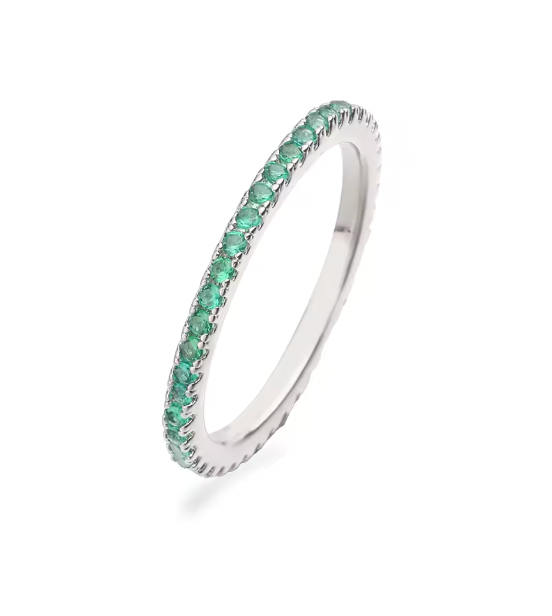 Anillo Infinito Plateado Esmeralda