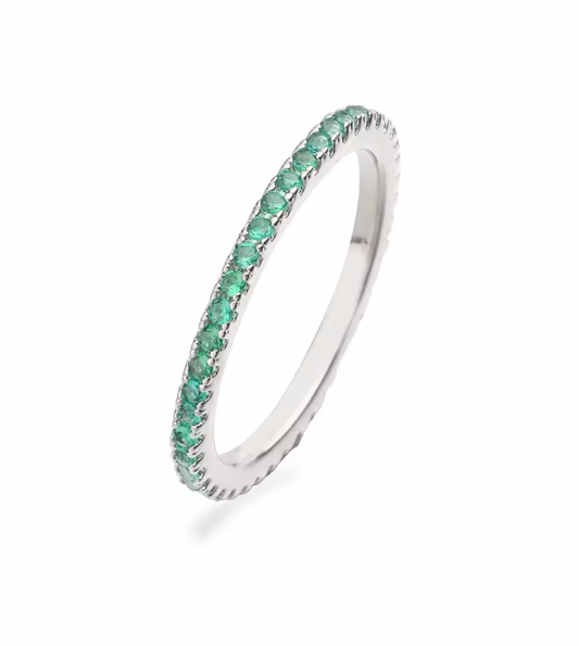 Anillo Infinito Plateado Esmeralda