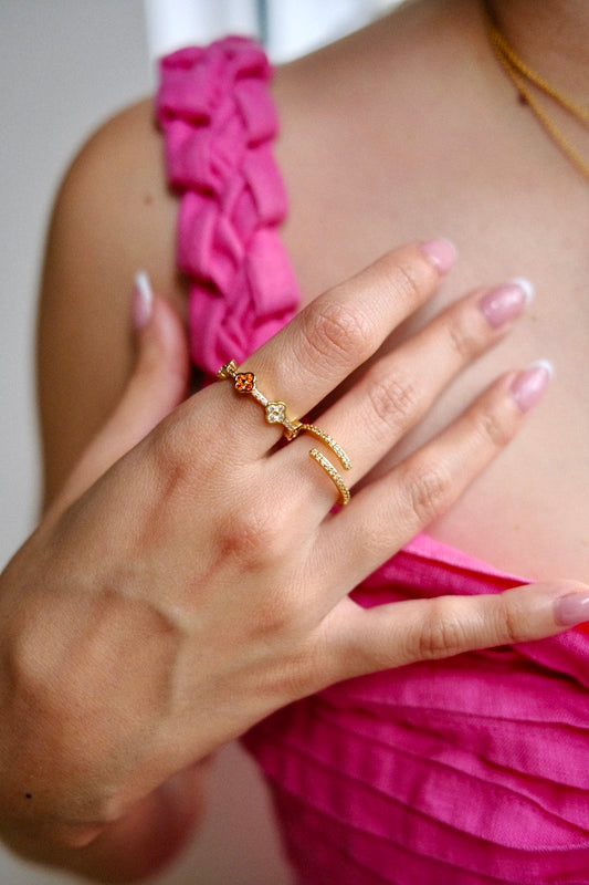 Anillo Estefania Mini Multicolor Dorado