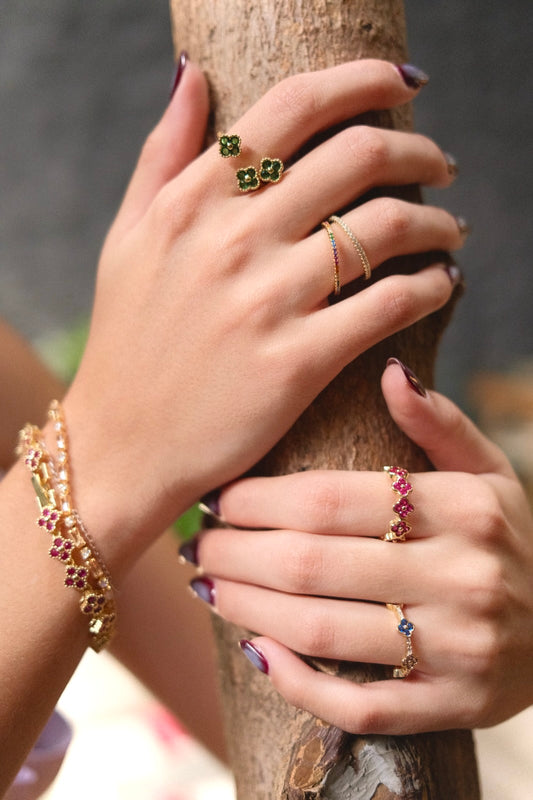 Anillo Estefania Dorado y Verde Edicion Limitada