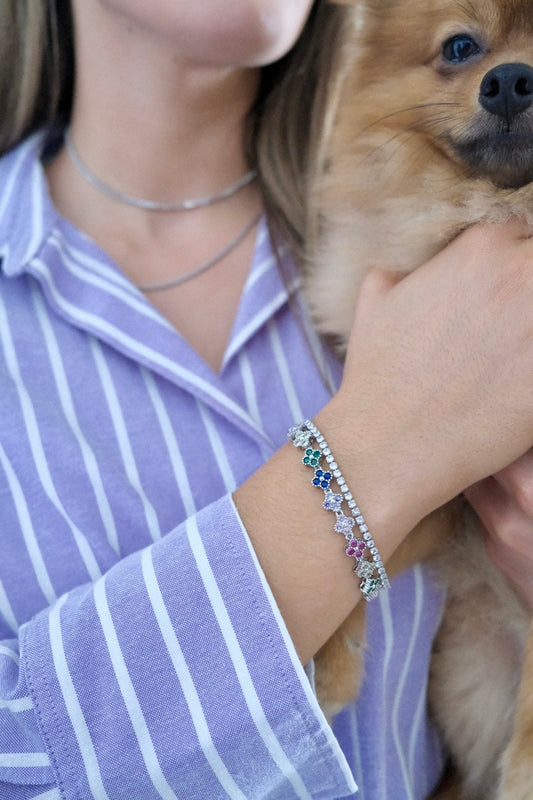 Pulsera Estefania Plateada Multicolor